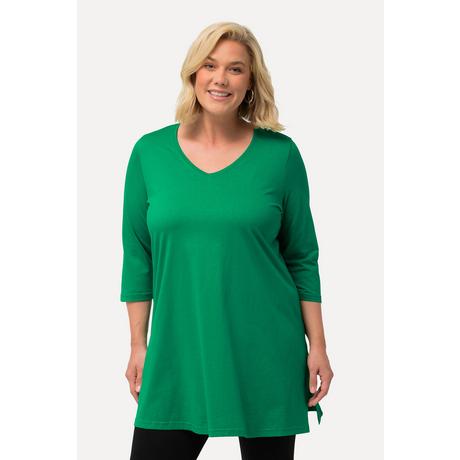 Ulla Popken  Maglia lunga con scollo a V, maniche a 3/4 e taglio svasato 