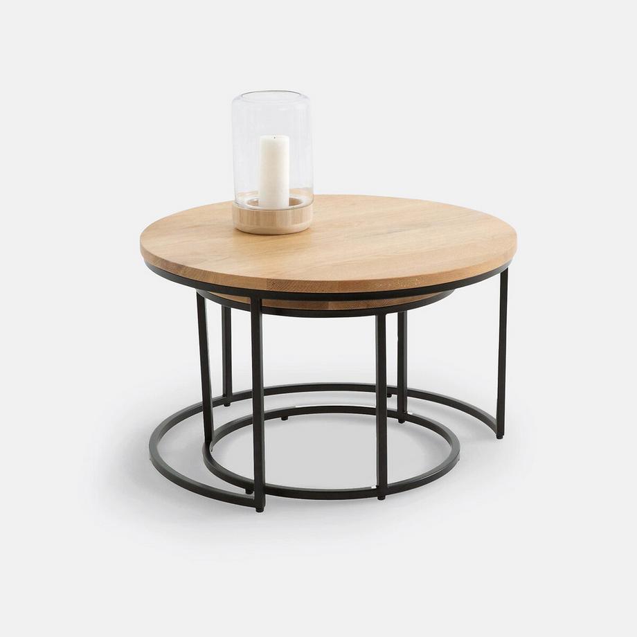 La Redoute Intérieurs Lot de 2 tables basses gigognes en chêne  