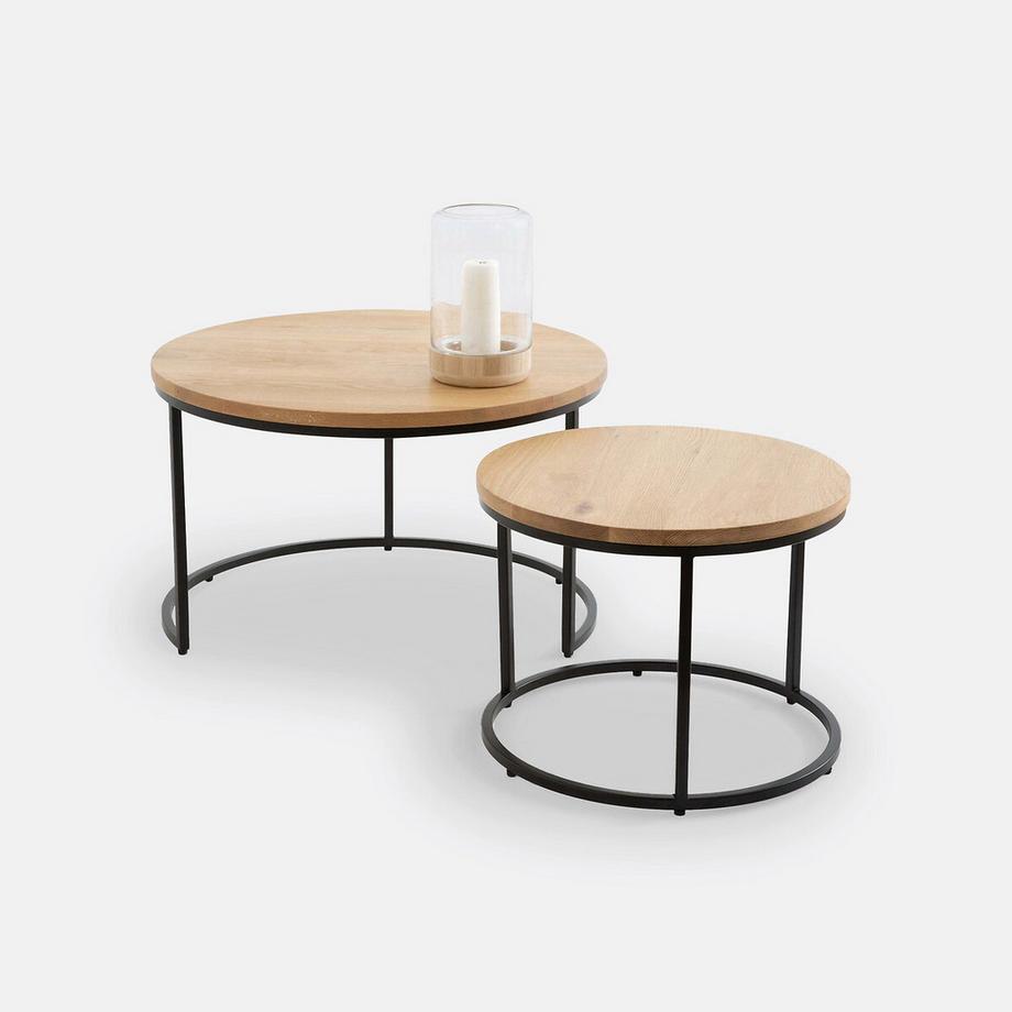 La Redoute Intérieurs Lot de 2 tables basses gigognes en chêne  