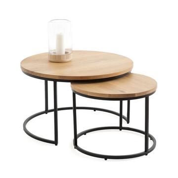 Lot de 2 tables basses gigognes en chêne