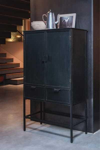 mutoni Schrank Vitrine Wish Metall Schwarz  