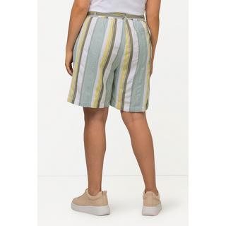 Ulla Popken  Shorts modello Rose con righe, taglio della gamba ampio e cintura elastica 