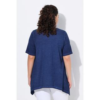 Ulla Popken T-shirt Cold Dyed Taglio Svasato Scollo a V Mezze Maniche  