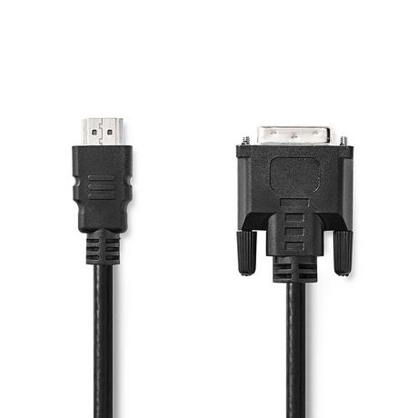 Nedis  HDMI™ Kabel | HDMI™ Stecker | DVI-D 24+1-Pin Male | 1080p | Vernickelt | 2,00 m | Gerade | PVC | Schwarz | Verpackt 