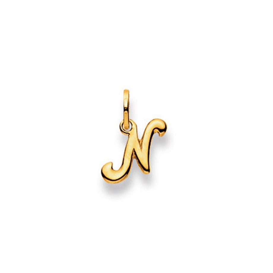 Pendentif lettre N or jaune 750, 15 x 10mm