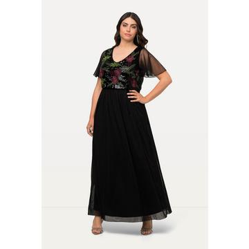 Robe maxi sans manches, décolleté en V et fleurs à paillettes