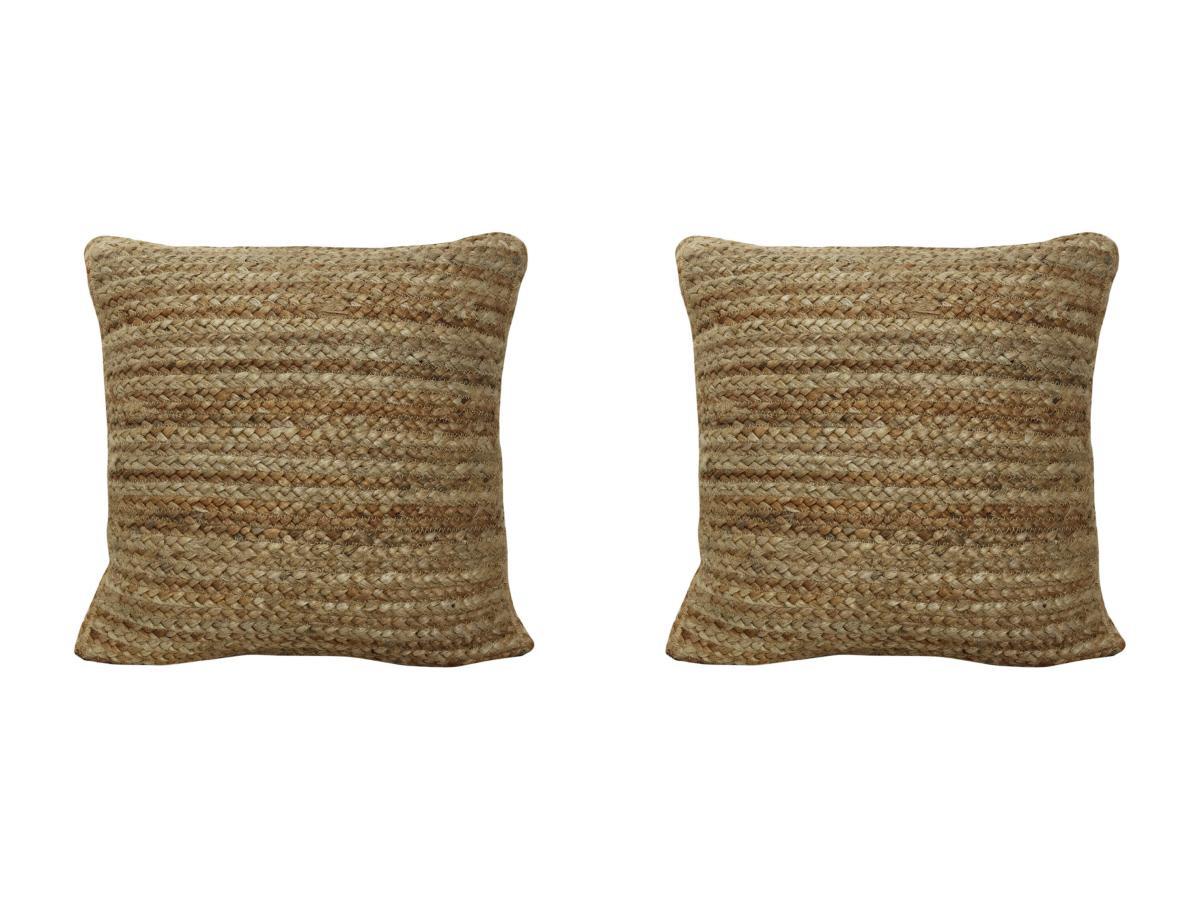 Vente-unique Kissen geflochten 2er-Set - 100 % Jute - 60 x 60 cm - Naturfarben - ZAMBAI  