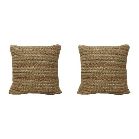 Vente-unique Kissen geflochten 2er-Set - 100 % Jute - 60 x 60 cm - Naturfarben - ZAMBAI  