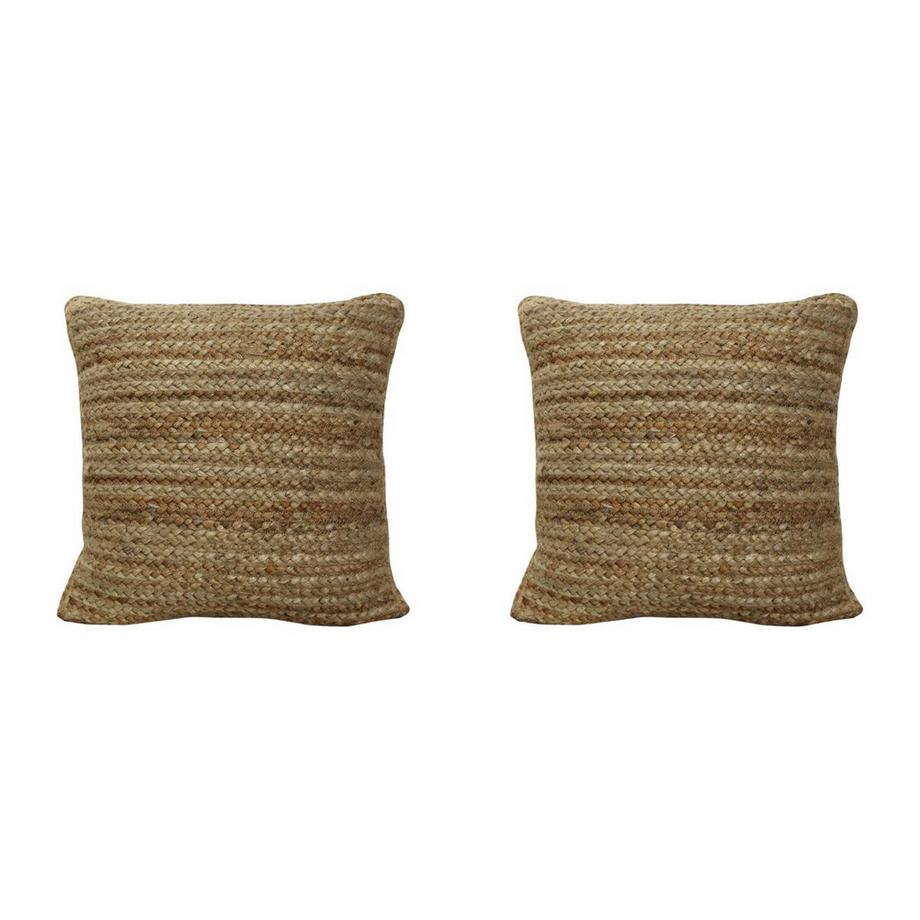 Cuscino intrecciato 100% Juta 60 x 60 cm Naturale  - Lotto di 2 - ZAMBAI