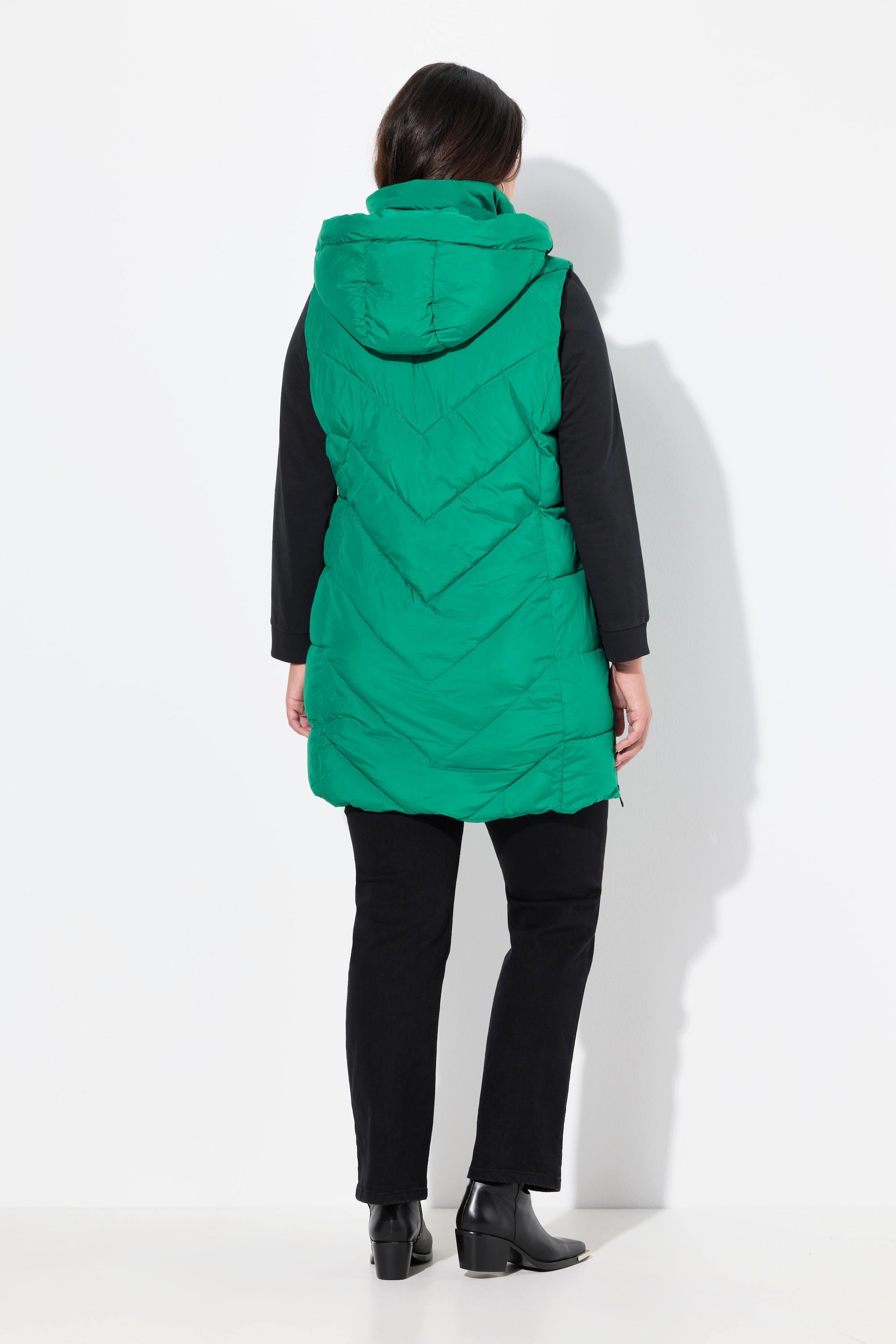 Ulla Popken Long Steppweste Wasserabweisend mit 2-Wege-Zipper  