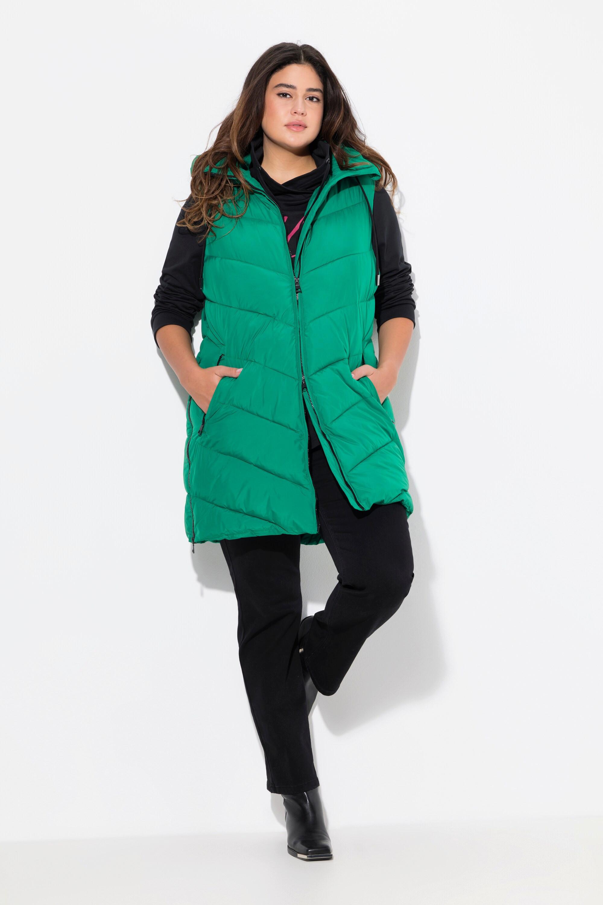 Ulla Popken Long Steppweste Wasserabweisend mit 2-Wege-Zipper  