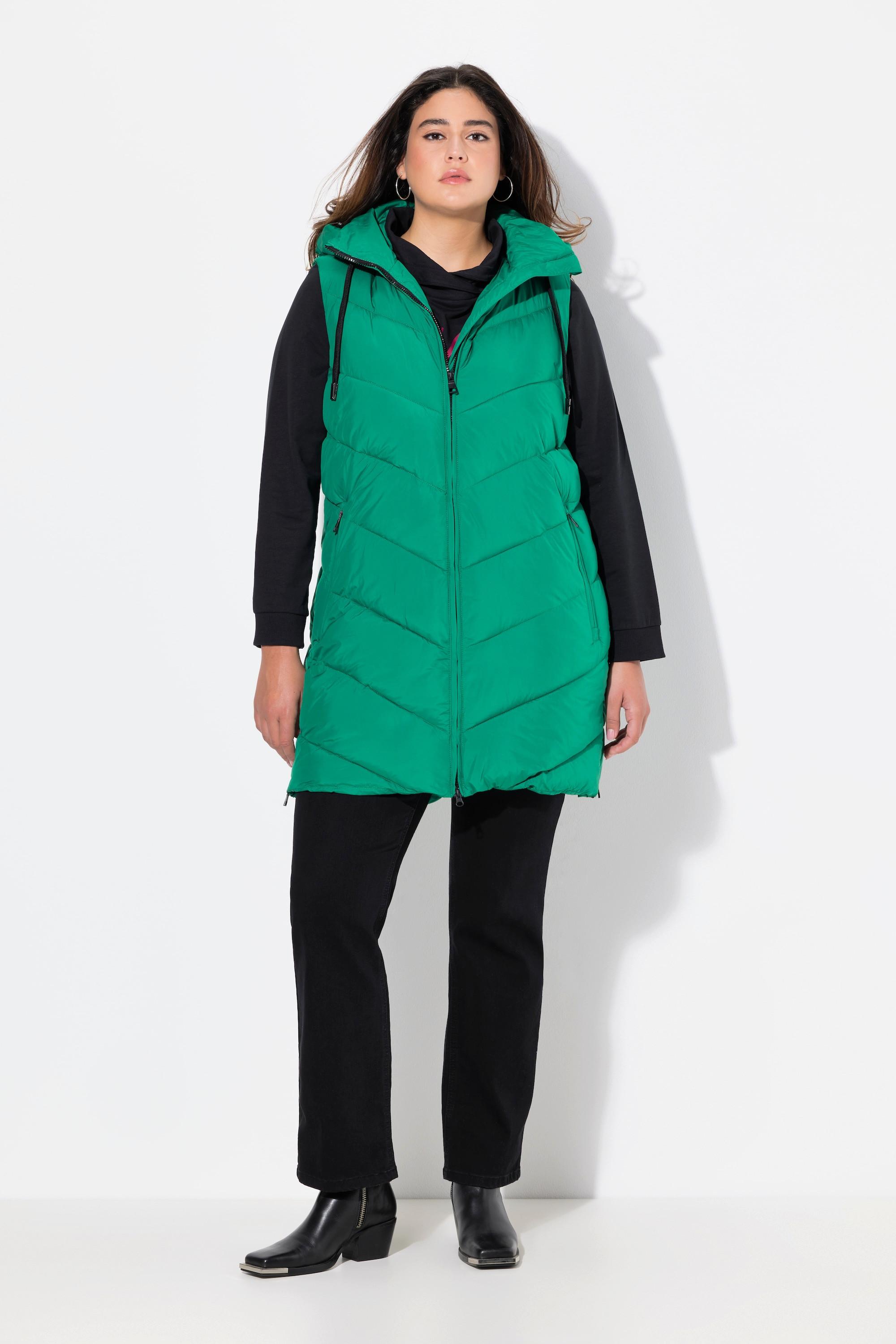 Ulla Popken Long Steppweste Wasserabweisend mit 2-Wege-Zipper  