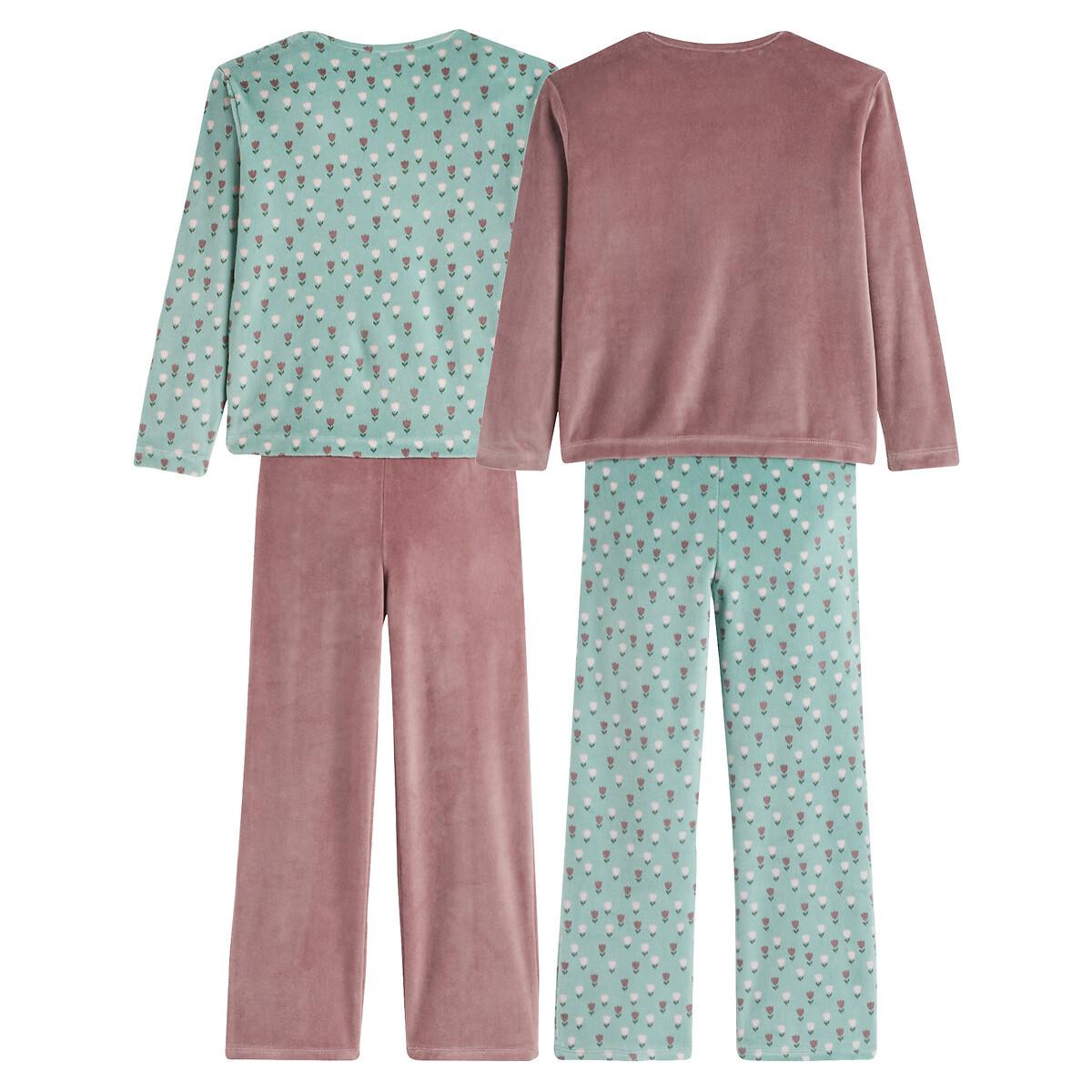 La Redoute Collections  2er-Pack Pyjamas aus Samt mit Blumenprint 