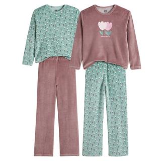 La Redoute Collections  2er-Pack Pyjamas aus Samt mit Blumenprint 