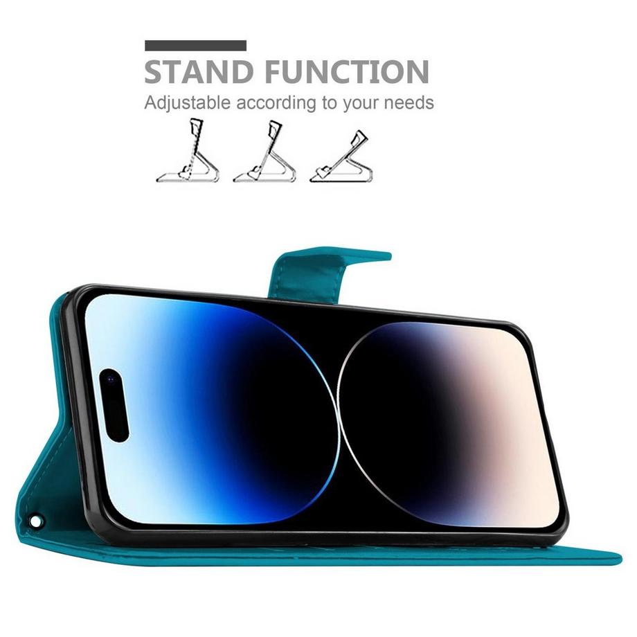 Cadorabo  Housse compatible avec Apple iPhone 14 PRO MAX - Coque de protection au design floral avec fermeture magnétique, fonction de support et emplacements pour cartes 