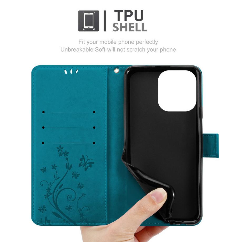 Cadorabo  Hülle für Apple iPhone 14 PRO MAX Blumen Design Magnetverschluss 