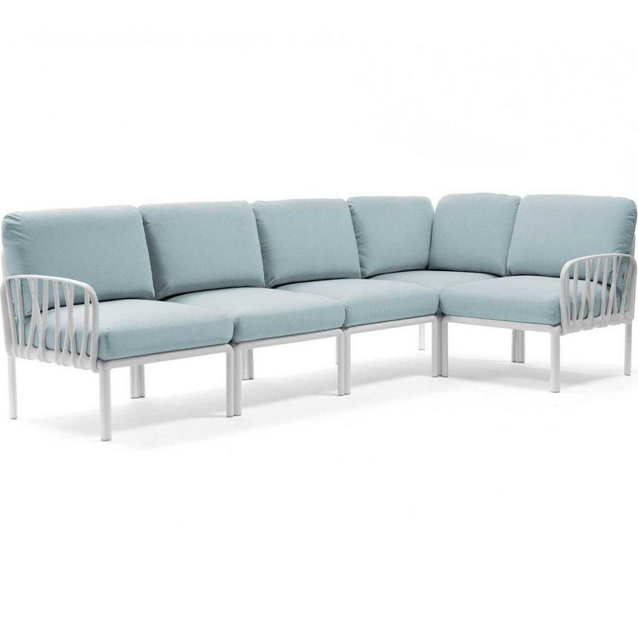 Chaise longue de jardin Komodo (5 pièces) blanc bleu clair