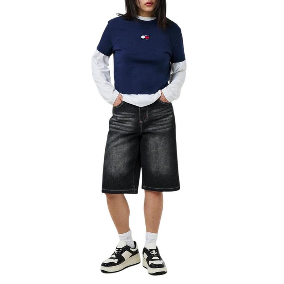 TOMMY JEANS Kurz Geschnittenes T-Shirt mit Gesticktem Logo  