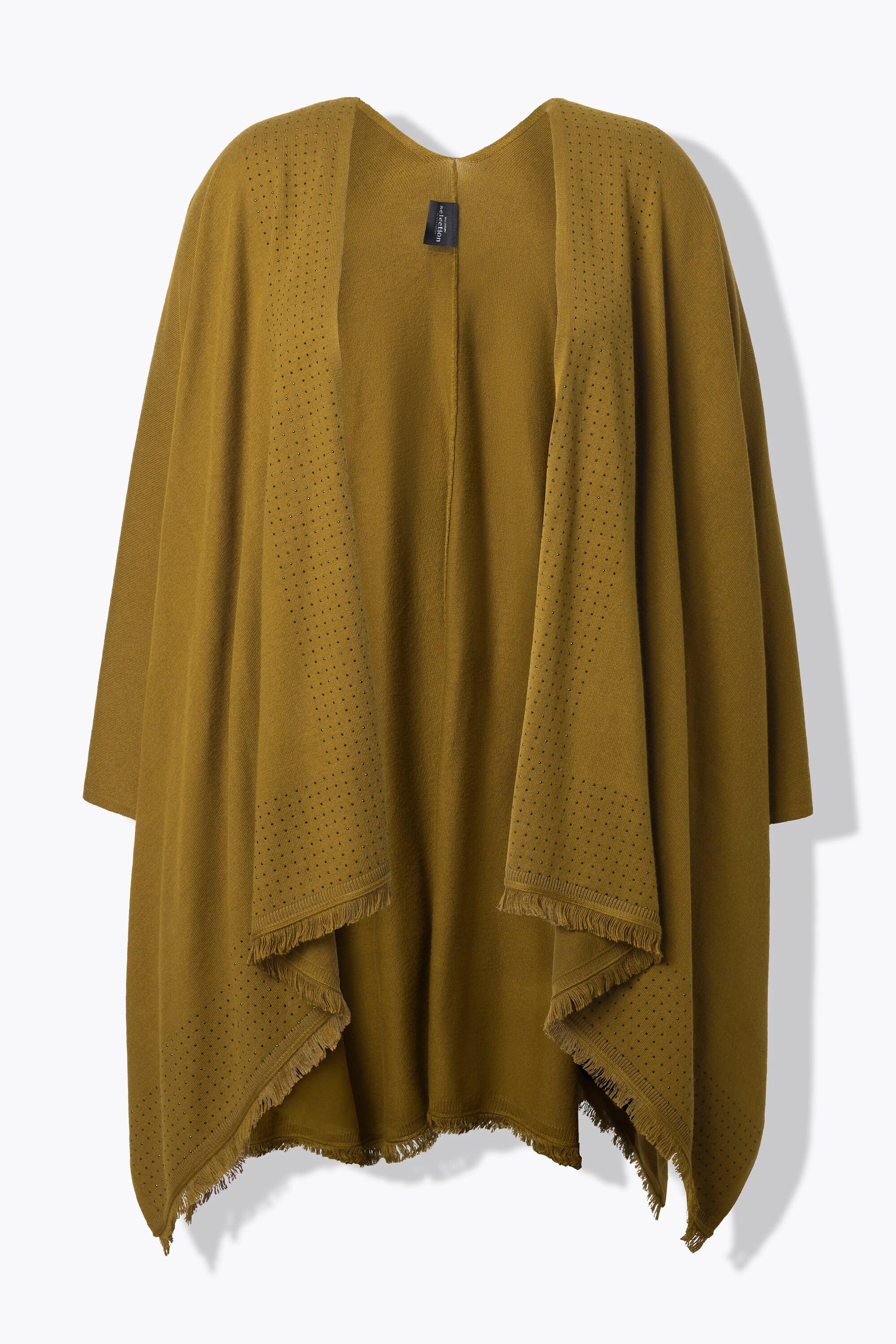 Ulla Popken Oversized Offener Strickponcho Ziersteine  