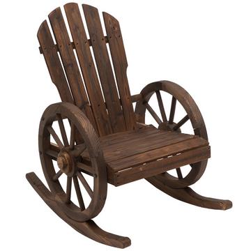 Chaise à bascule, bois massif, marron foncé