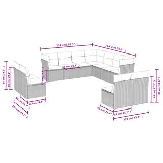 VidaXL Ensemble de canapés de jardin rotin synthétique  