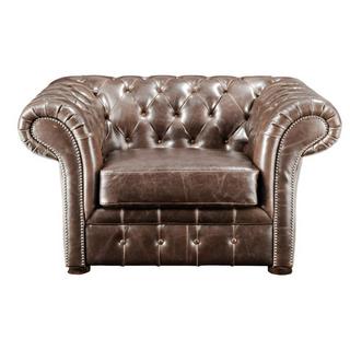 Vente-unique Fauteuil chesterfield CLOTAIRE 100% cuir vieilli  