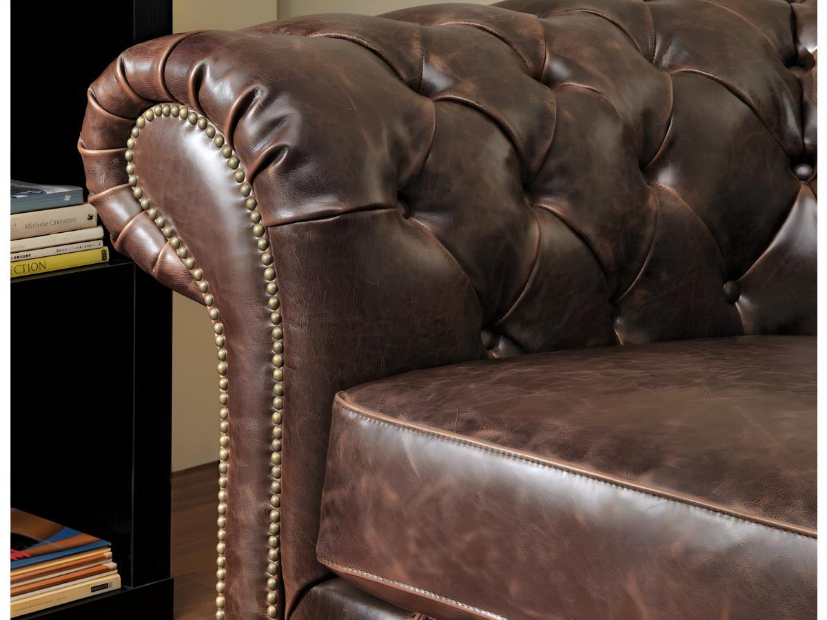 Vente-unique Chesterfield Ledersessel CLOTAIRE Vintage Leder  