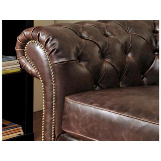 Vente-unique Fauteuil chesterfield CLOTAIRE 100% cuir vieilli  