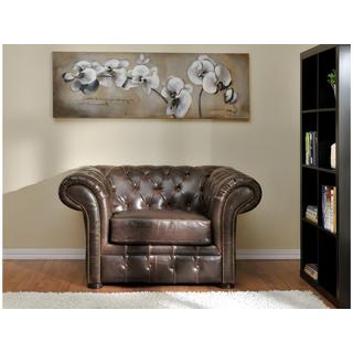 Vente-unique Fauteuil chesterfield CLOTAIRE 100% cuir vieilli  