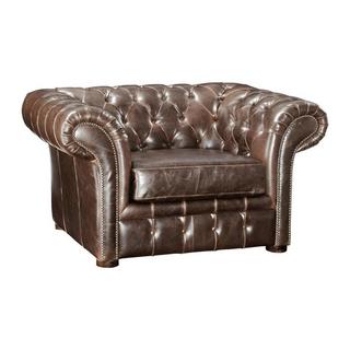 Vente-unique Fauteuil chesterfield CLOTAIRE 100% cuir vieilli  