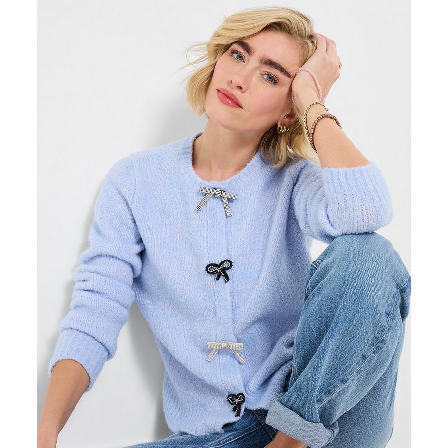 Strickjacke mit Schleifenmotiv und Druckknöpfen