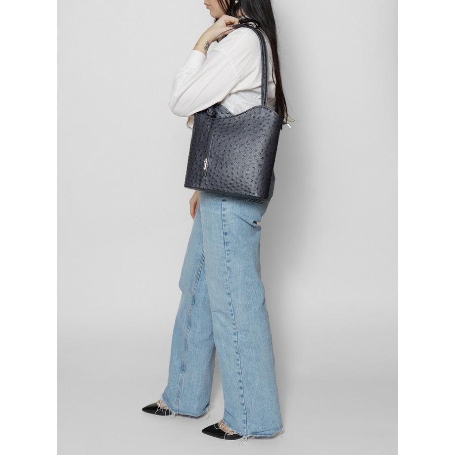 Gave Lux Sac à dos convertible en cuir imprimé autruche  