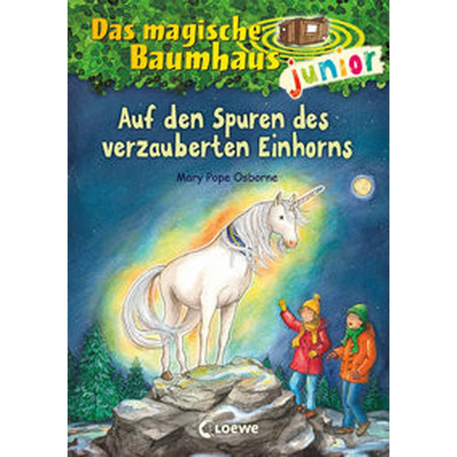 Das magische Baumhaus junior (Band 33) - Auf den Spuren des verzauberten Einhorns Pope Osborne, Mary; Loewe Erstlesebücher (Hrsg.); Knipping, Jutta (Illustrationen); Rahn, Sabine (Übersetzung) Copertina rigida 