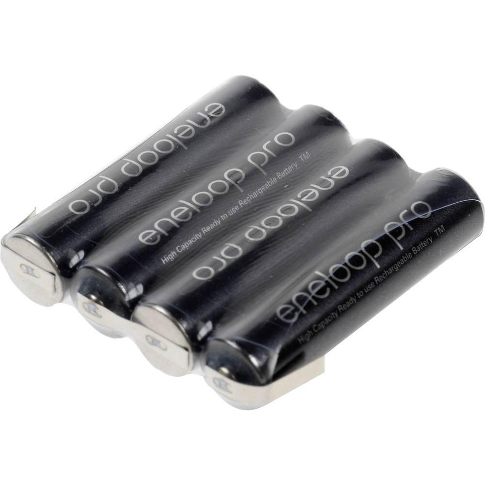 Panasonic  Pacco batteria 4x Ministilo (AAA)  eneloop Pro linguette a saldare a Z NiMH 4.8 V 900 mAh 