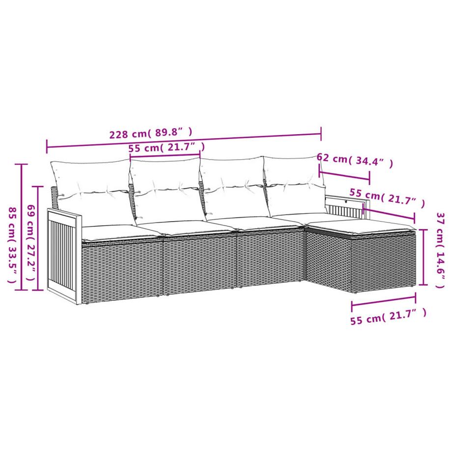 VidaXL Ensemble de canapés de jardin rotin synthétique  