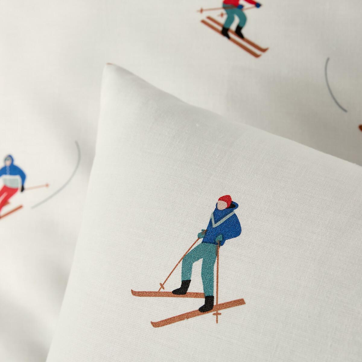 La Redoute Intérieurs Bettwäscheset Skifahrer Print 30% Recycelte Baumwolle  