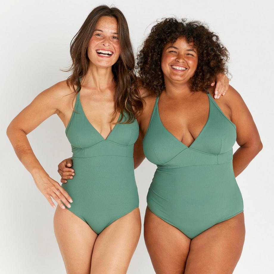 DECATHLON Bea Maillot de bain côtelé col en V  