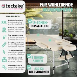Tectake Table de massage Pliante 2 Zones Aluminium Portable + Housse  