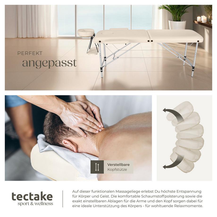 Tectake 2 Zonen Massageliege mit Polsterung und Aluminiumgestell  