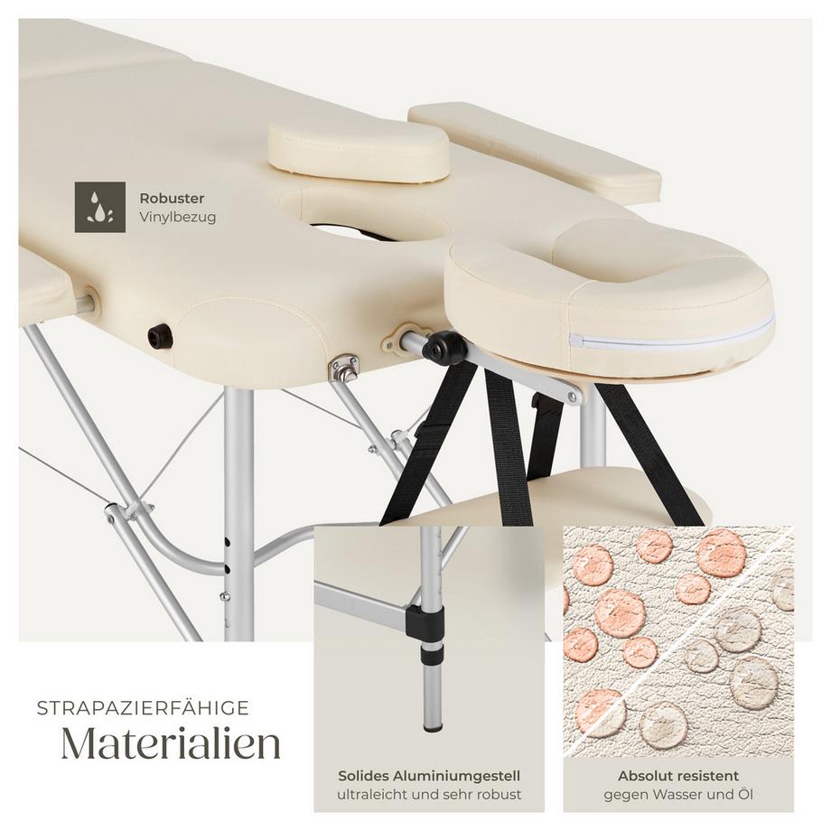 Tectake 2 Zonen Massageliege mit Polsterung und Aluminiumgestell  