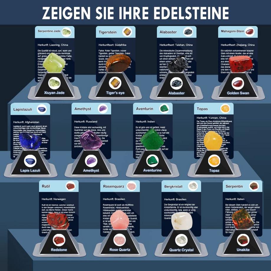 Activity-board  Ausgrabungsset für Kinder, Edelstein-Ausgrabungsset mit 12 Geologiesteinen 