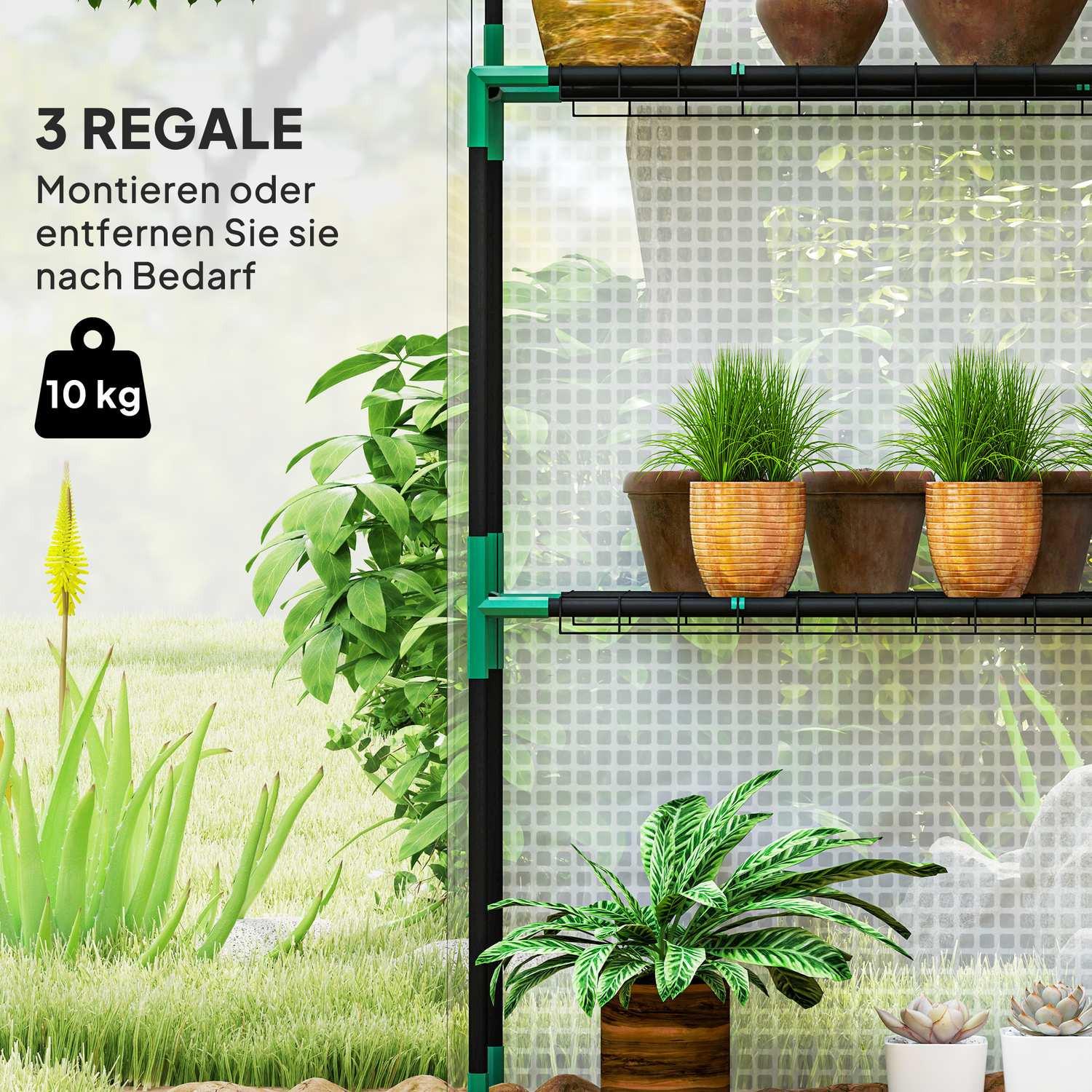 Northio Serre avec porte roulante, fenêtres, étagères, serre en feuille d'acier résistante à l'hiver, serre pour balcon, jardin, abri à tomates 143 x 74 x 190 cm, serre à tomates pour tomates, légumes, blanc  