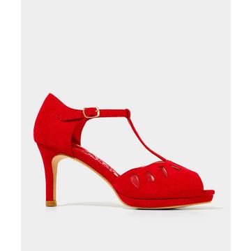 Ausschnitt Detail Peep Toe T-Bar Heels