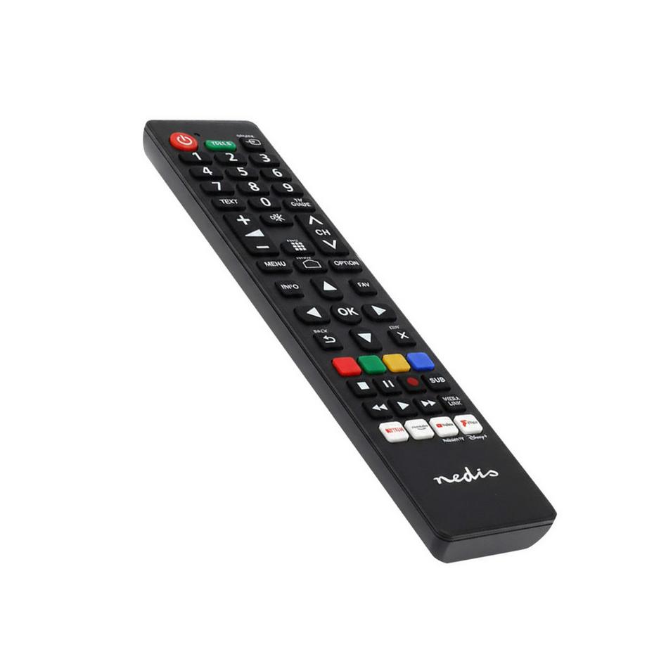 Nedis  Controllo remoto sostitutivo | Adatto per: Panasonic / Sharp | Pre -programmed | 1 dispositivo | Pulsante Amazon Prime / Disney + Button / Netflix / pulsante TV Rakuten / pulsante YouTube | Infrarosso | Nero 