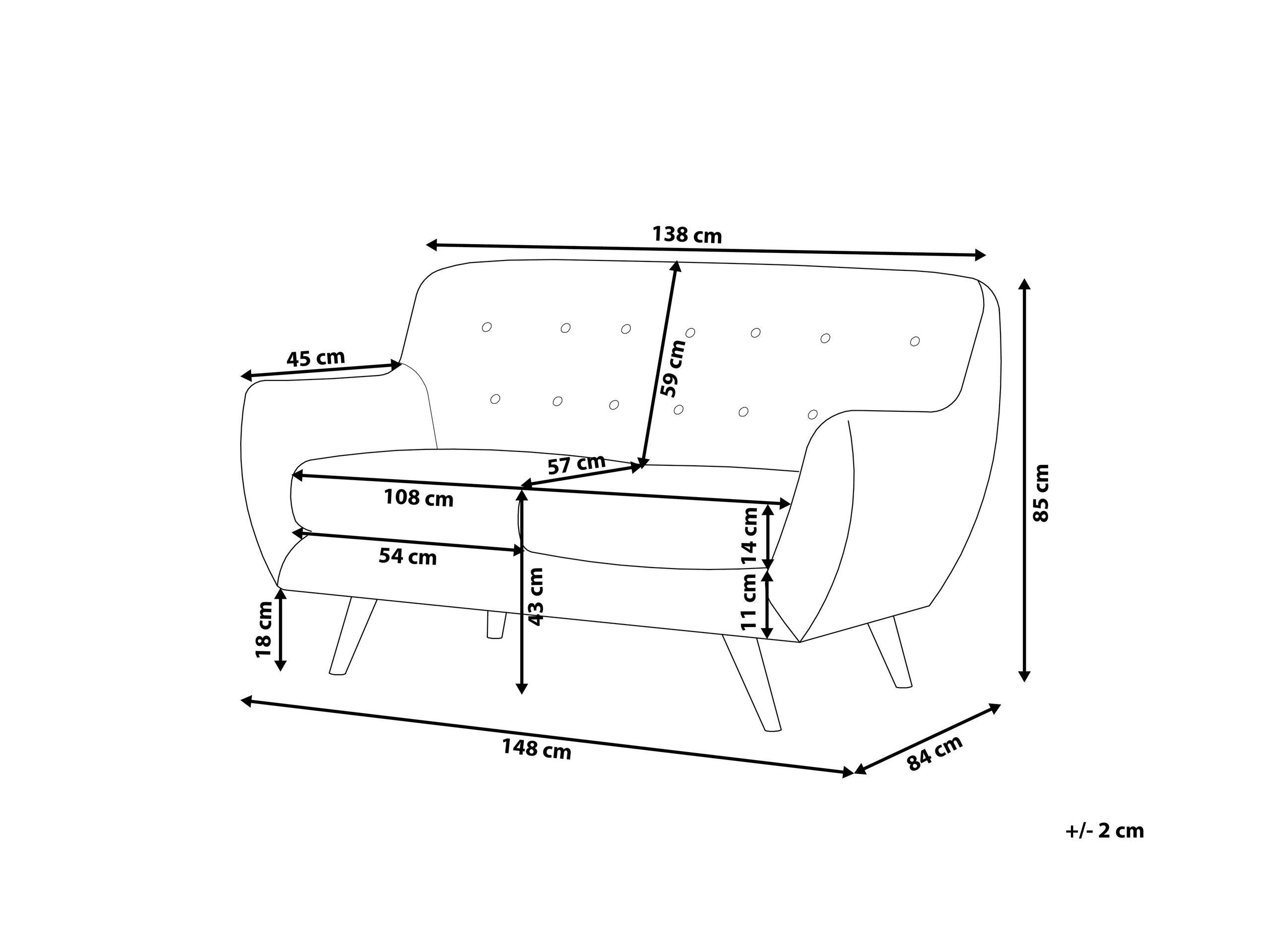 Beliani 2 Sitzer Sofa aus Samtstoff Glamourös BODO  