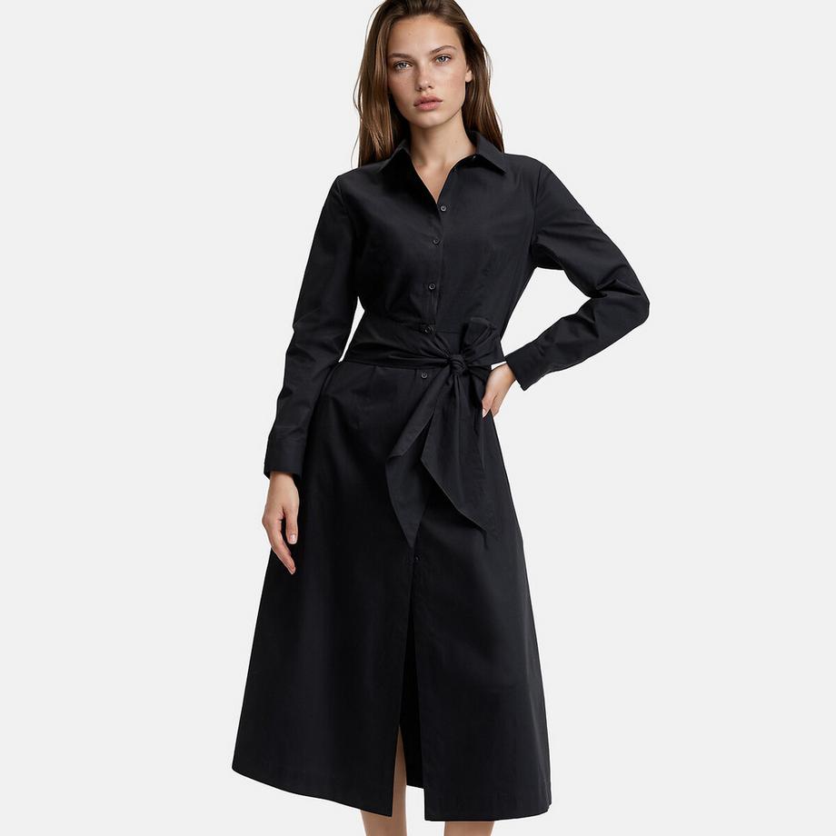 La Redoute Collections Robe chemise midi à manches longues et ceinture à nouer  