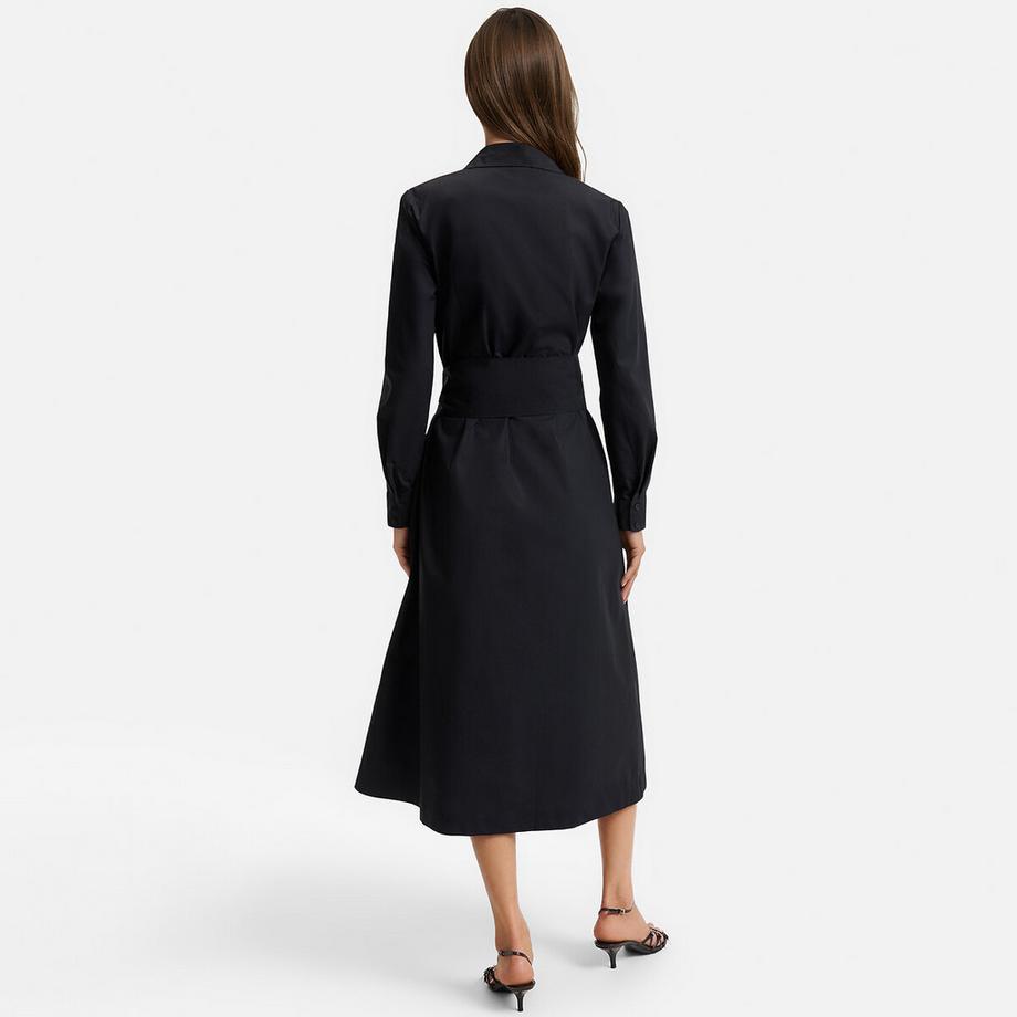 La Redoute Collections Robe chemise midi à manches longues et ceinture à nouer  