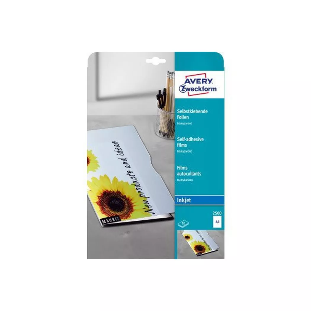 AVERY ZWECKFORM Film autocollant A4 2500 0.17mm Inkjet 10 feuilles