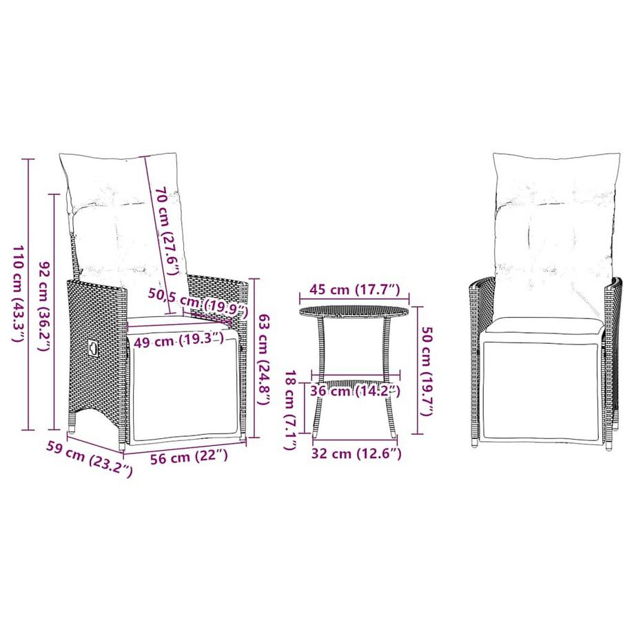 VidaXL Bistroset poly-rattan  