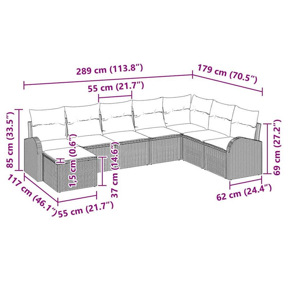 VidaXL Ensemble de canapés poly rattan  